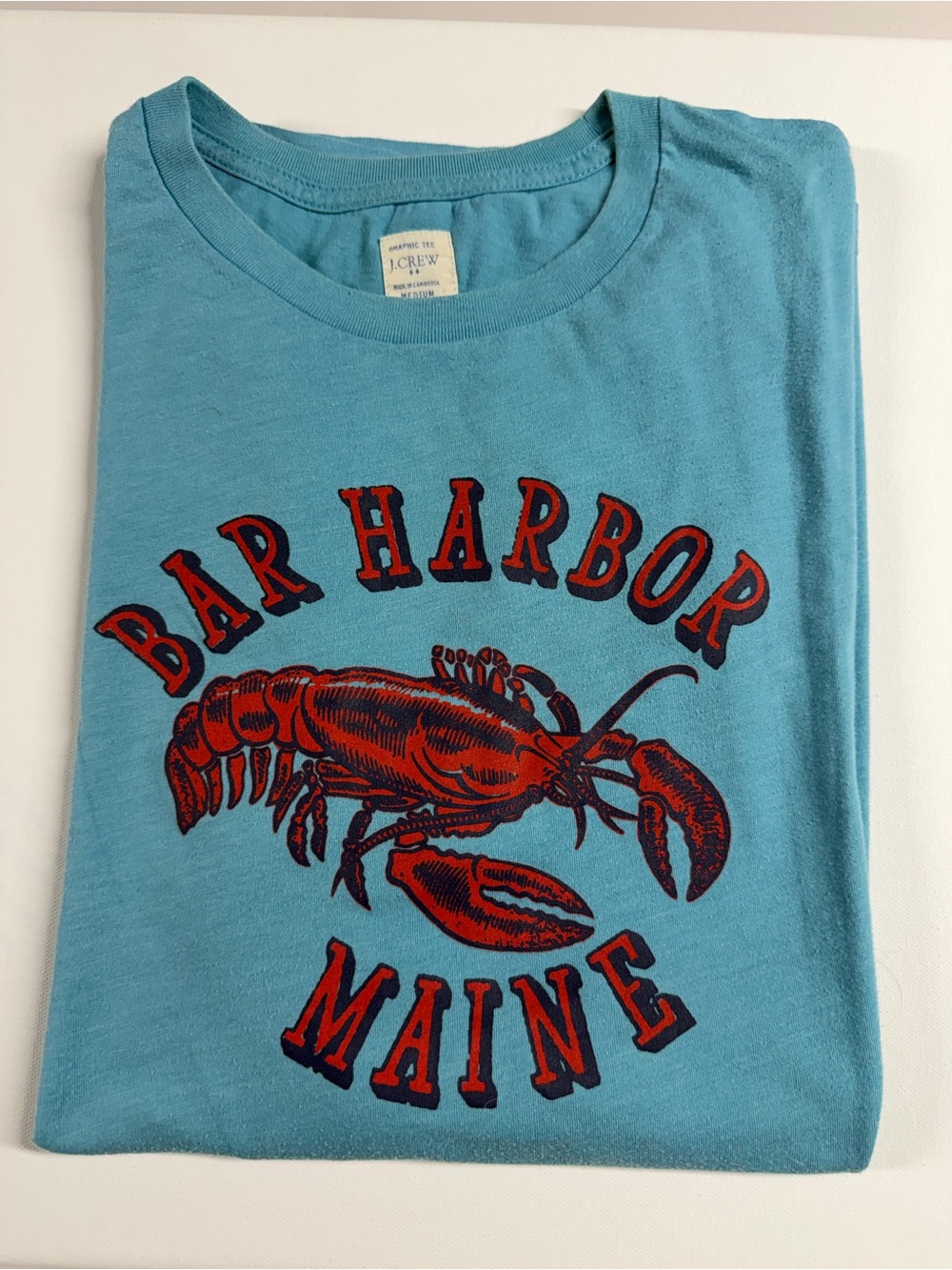 J. Crew Blue Short Sleeve Tee with Red Lobster Graphic